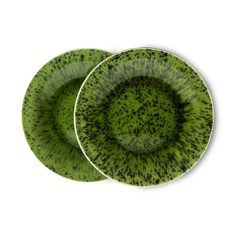 HKLIVING-collectie the emeralds: ceramic side plate spotted, green (set of 2)