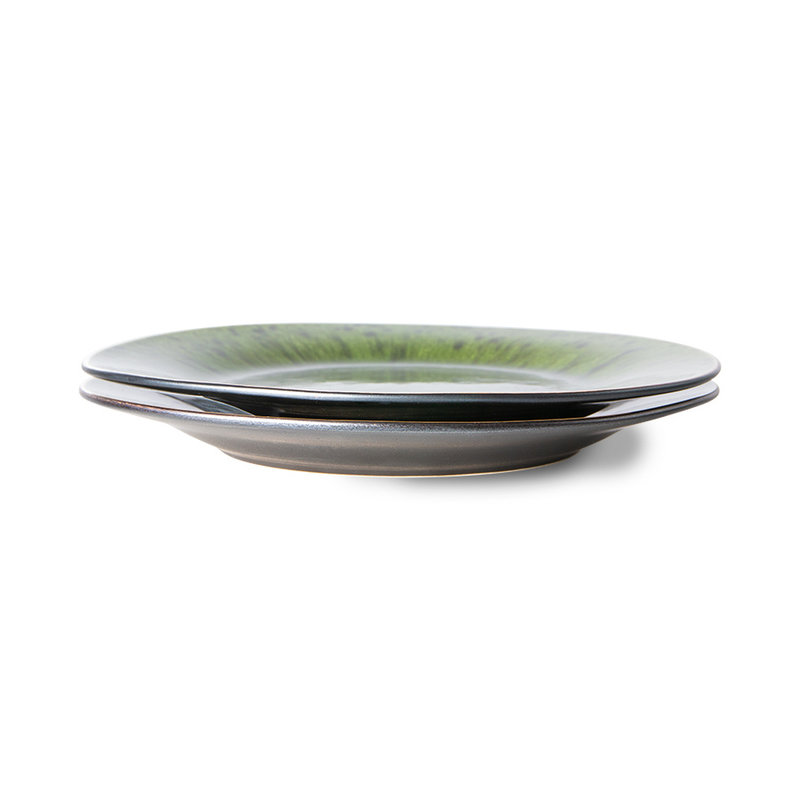 HKLIVING-collectie the emeralds: ceramic side plate spotted, green (set of 2)