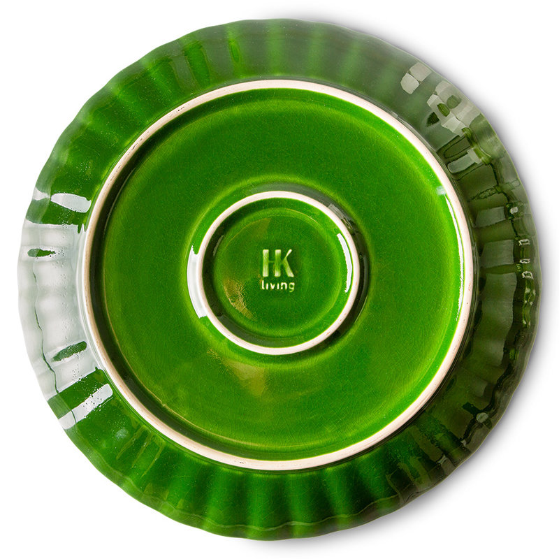HKLIVING-collectie the emeralds: ceramic dinner plate ribbed, green (set of 2)