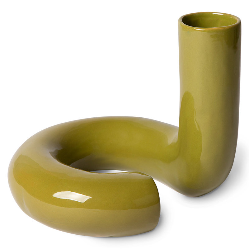 HKliving-collectie Twisted vaas keramiek glossy olijf