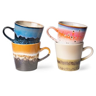 HKLIVING 70s ceramics: americano mugs (set of 4)