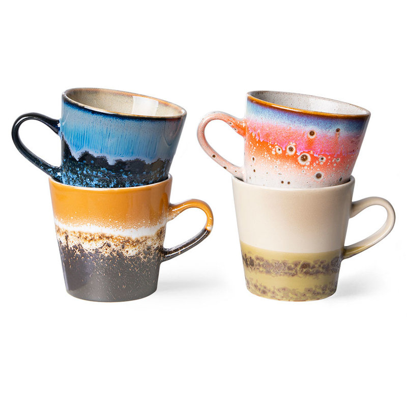 HKLIVING-collectie 70s ceramics: americano mugs (set of 4)
