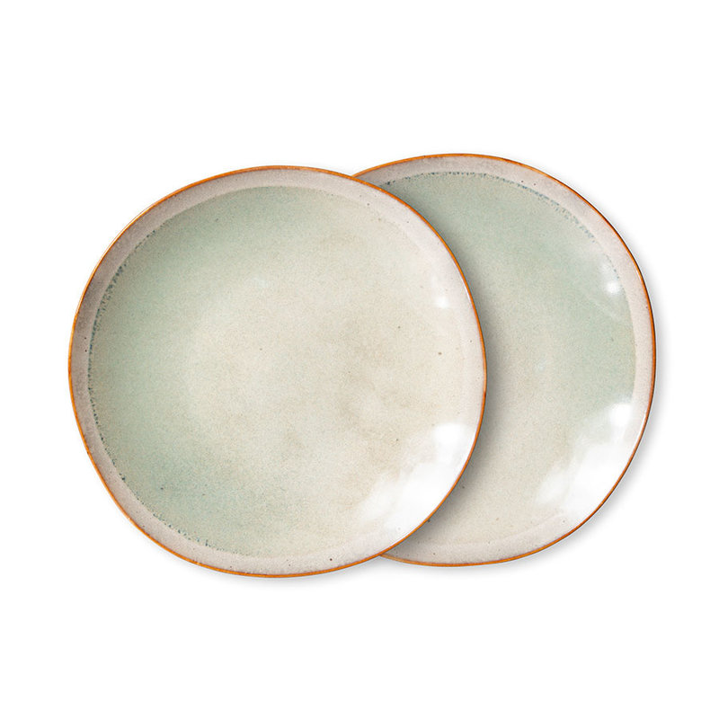 HKLIVING-collectie 70s ceramics: side plates, mist (set of 2)