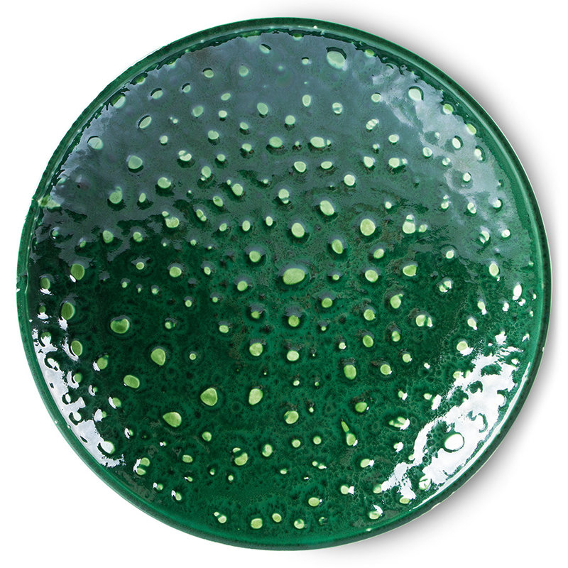 HKLIVING-collectie The emeralds keramiek schaal on base L dripping groen