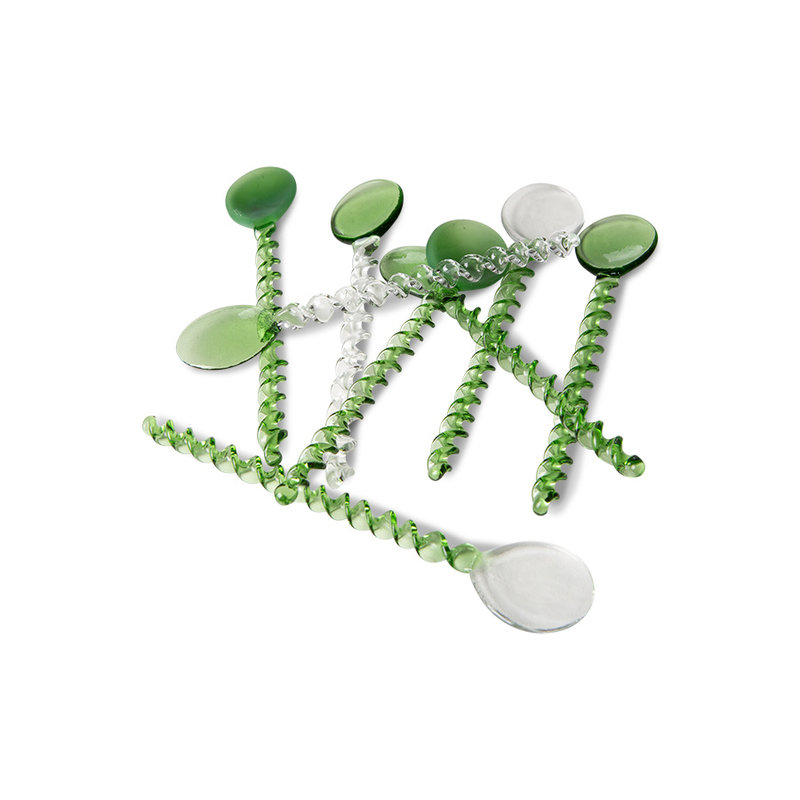 HKLIVING-collectie the emeralds: twisted glass spoons, green/clear (set of 4)