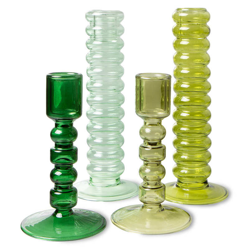 HKliving-collectie the emeralds: glass candle holder M, olive green