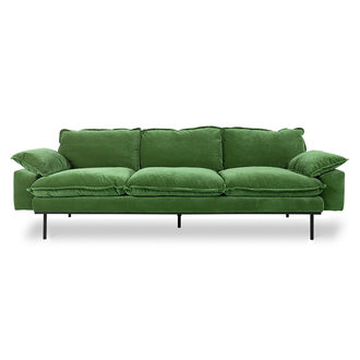 HKLIVING retro sofa: 4-seats, royal velvet, green HKLIVING retro sofa: 4-seats, royal velvet, green