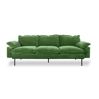 HKLIVING retro sofa: 3-seats, royal velvet, green