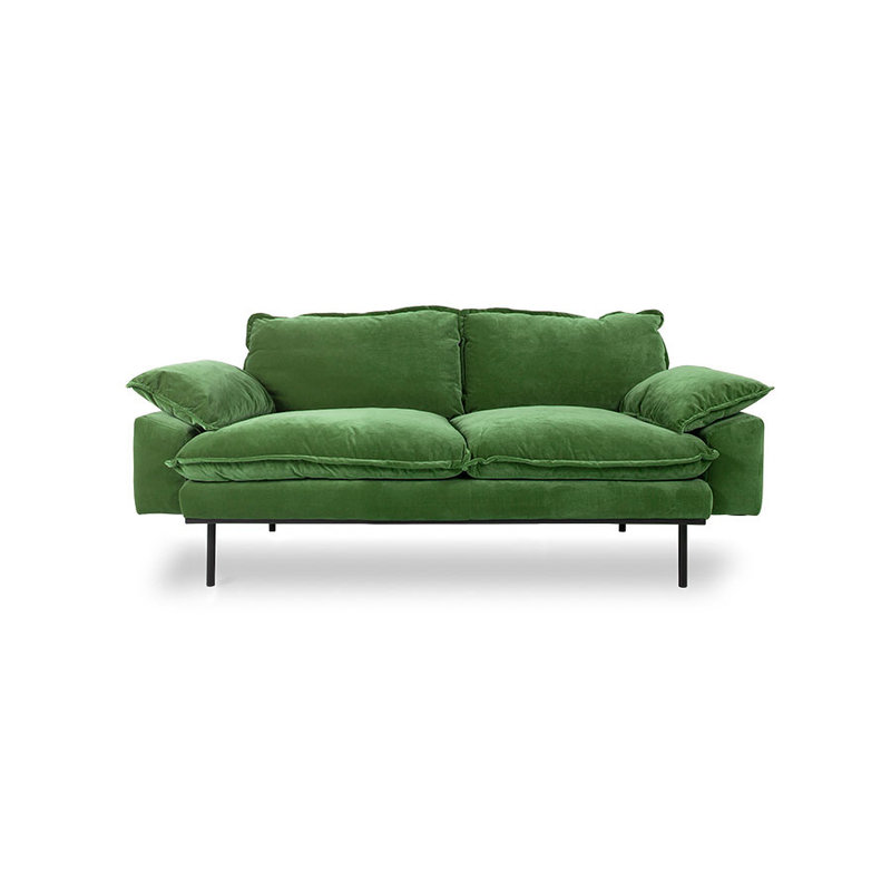 HKLIVING-collectie retro sofa: 2-seats, royal velvet, green