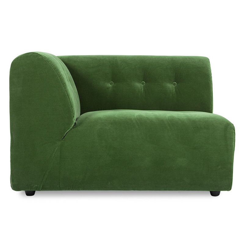 HKLIVING-collectie vint couch: element left 1,5-seat, royal velvet, green