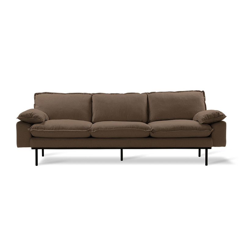 HKliving-collectie retro sofa: 4-seats, linen shadow, brown