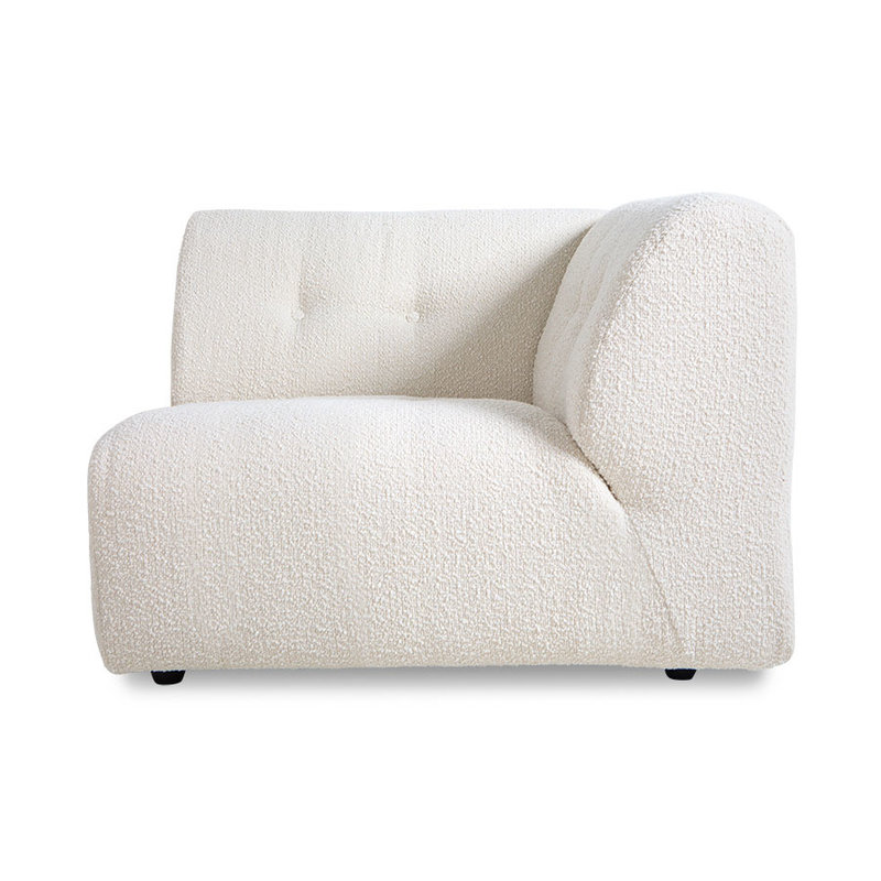 HKLIVING-collectie Vint bank element rechts boucle creme