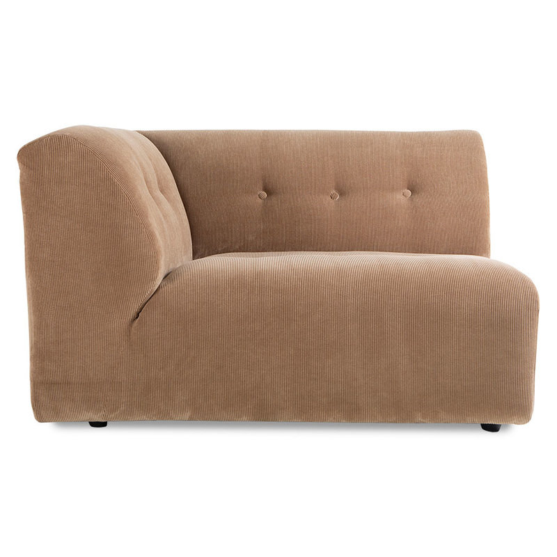 HKLIVING-collectie vint couch: element left 1,5-seat, corduroy rib, brown
