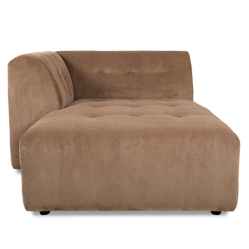 HKLIVING-collectie vint couch: element left divan, corduroy rib, brown