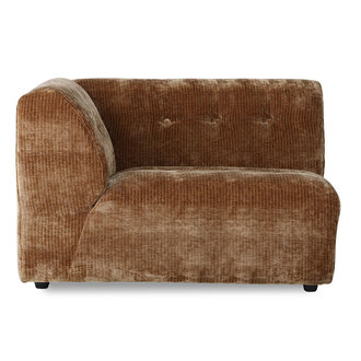 HKliving Vint bank elem. links 1,5-seat corduroy velvet aged gold