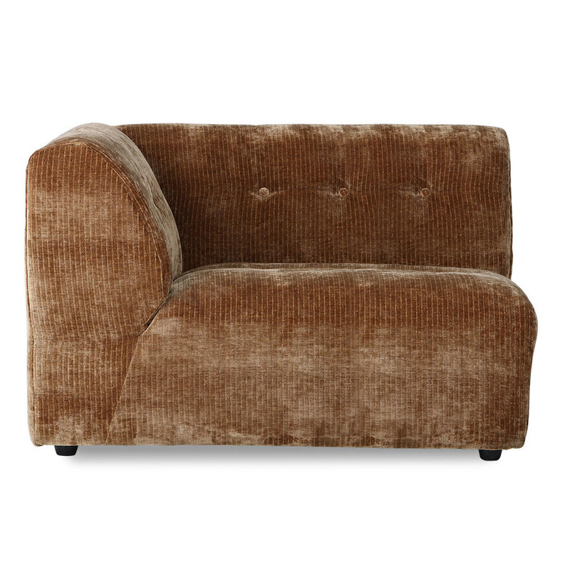 HKliving-collectie Vint bank elem. links 1,5-seat corduroy velvet aged gold