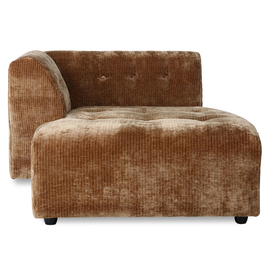HKLIVING-collectie Vint bank element links divan corduroy velvet aged gold
