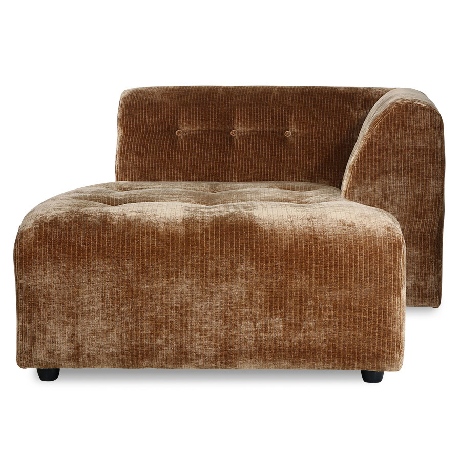 HKLIVING-collectie Vint bank element rechts divan corduroy velvet aged gold
