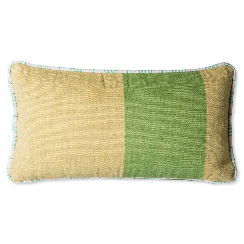 HKLIVING-collectie hand woven wool cushion green (38x74)
