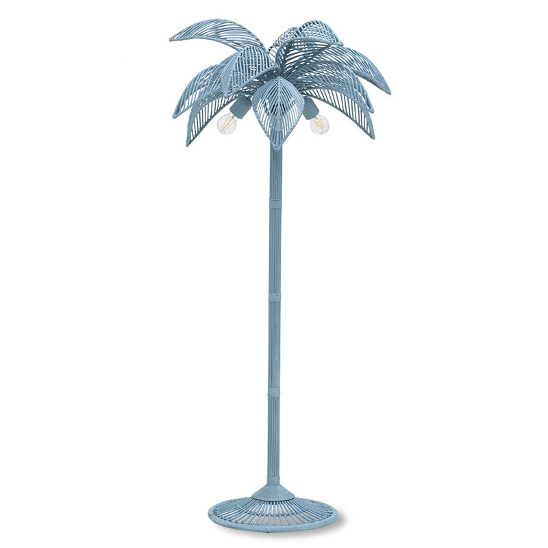 HKliving-collectie wicker palm floor lamp grey/blue