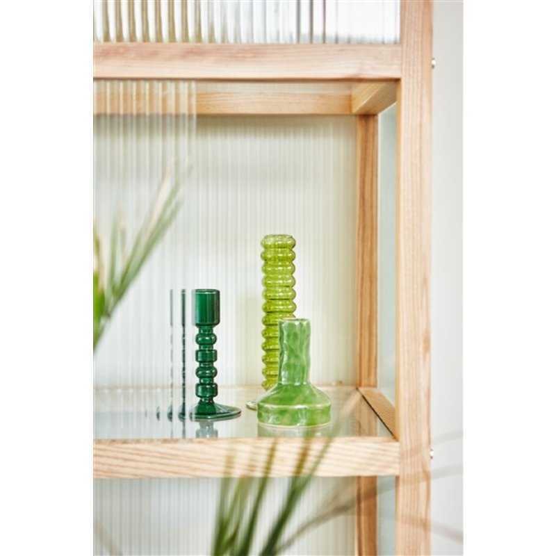 HKLIVING-collectie Vitrinekast met geribbeld glas naturel hout
