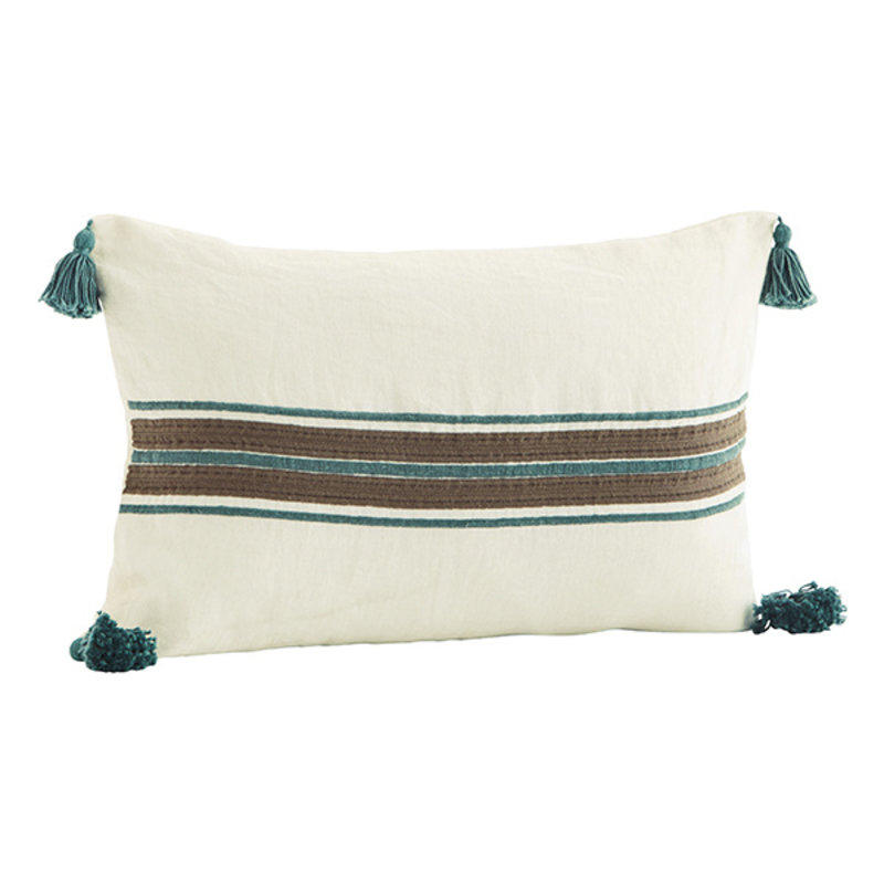 Madam Stoltz-collectie Linen cushion cover w/ embroidery