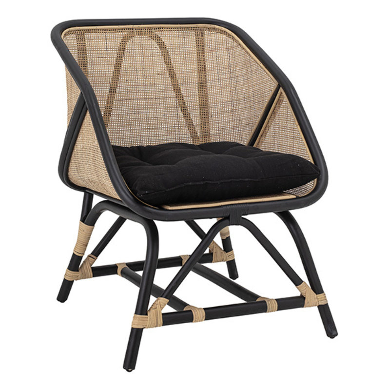 Bloomingville-collectie Loue Lounge Chair, Black, Rattan