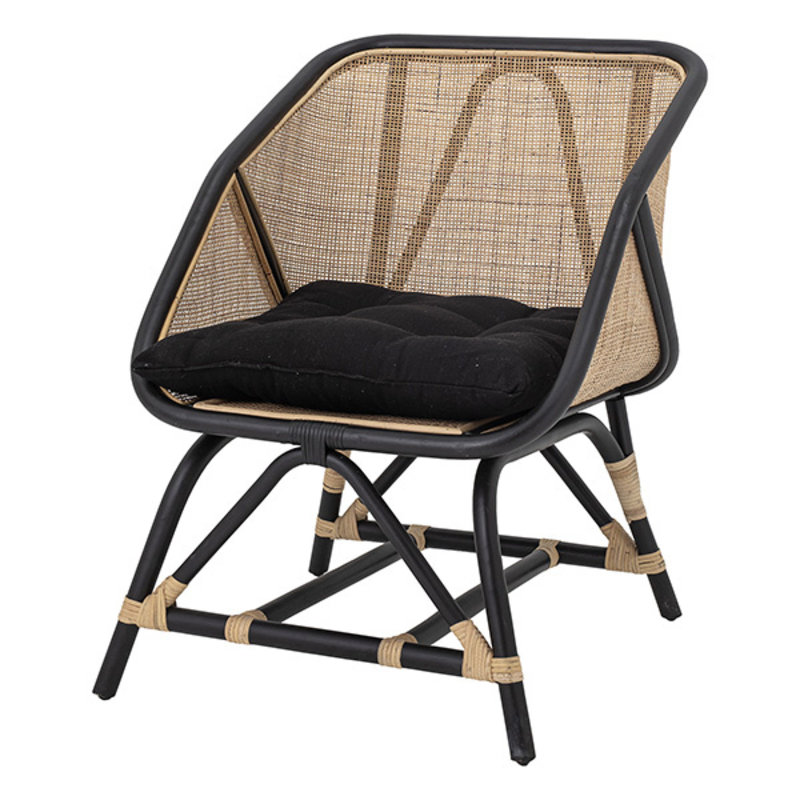 Bloomingville-collectie Loue Lounge Chair, Black, Rattan