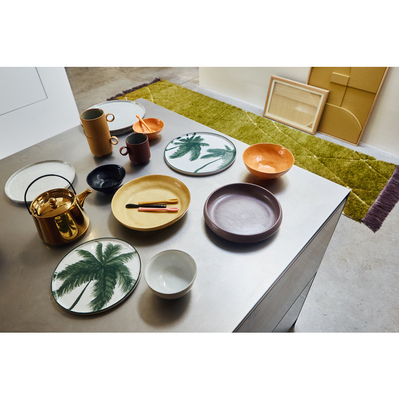HKliving-collectie Bold & basic keramieks bijgerecht bord geel/bruin (set van 2)