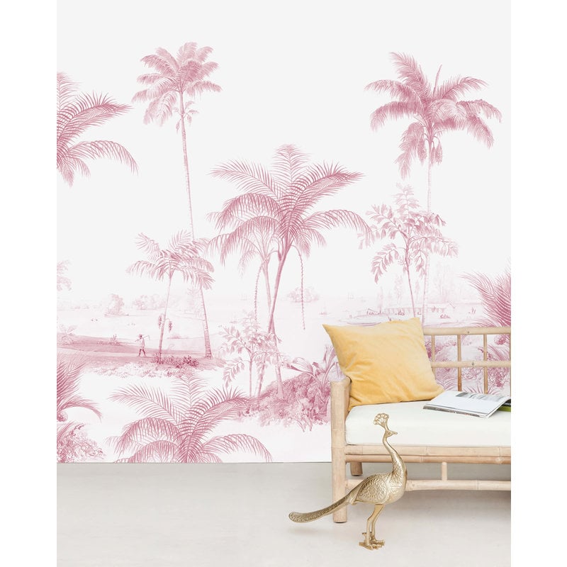 Creative Lab Amsterdam-collectie Exotic Palms Roze Behang Mural