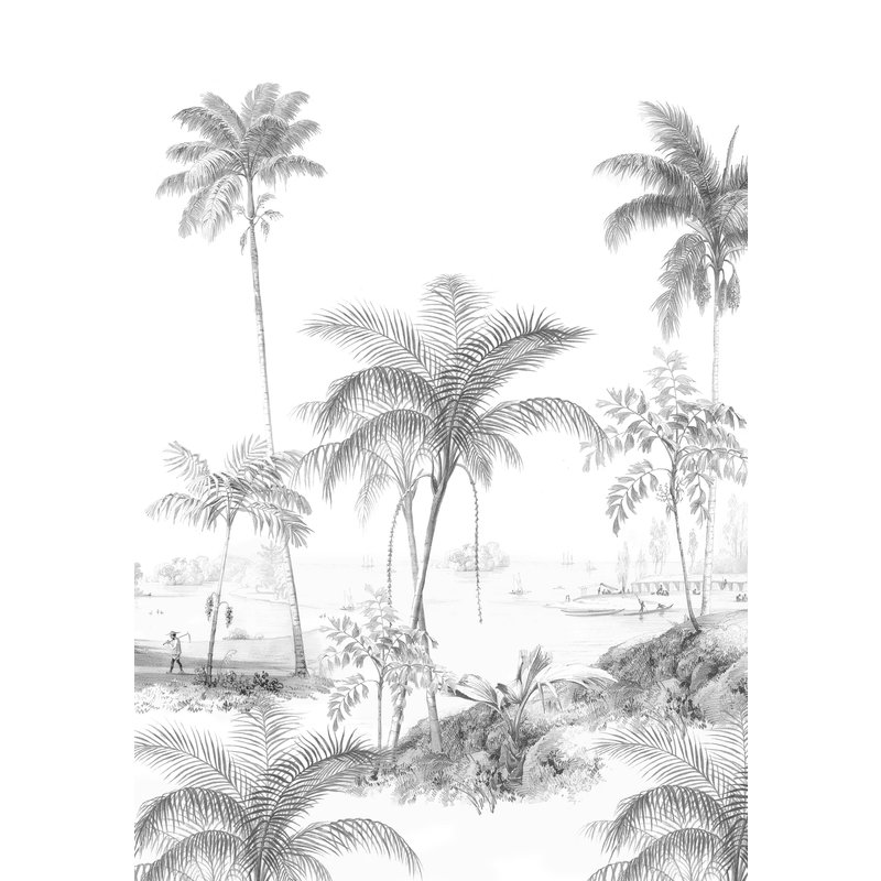 Creative Lab Amsterdam-collectie Exotic Palms Black/White Wallpaper Mural