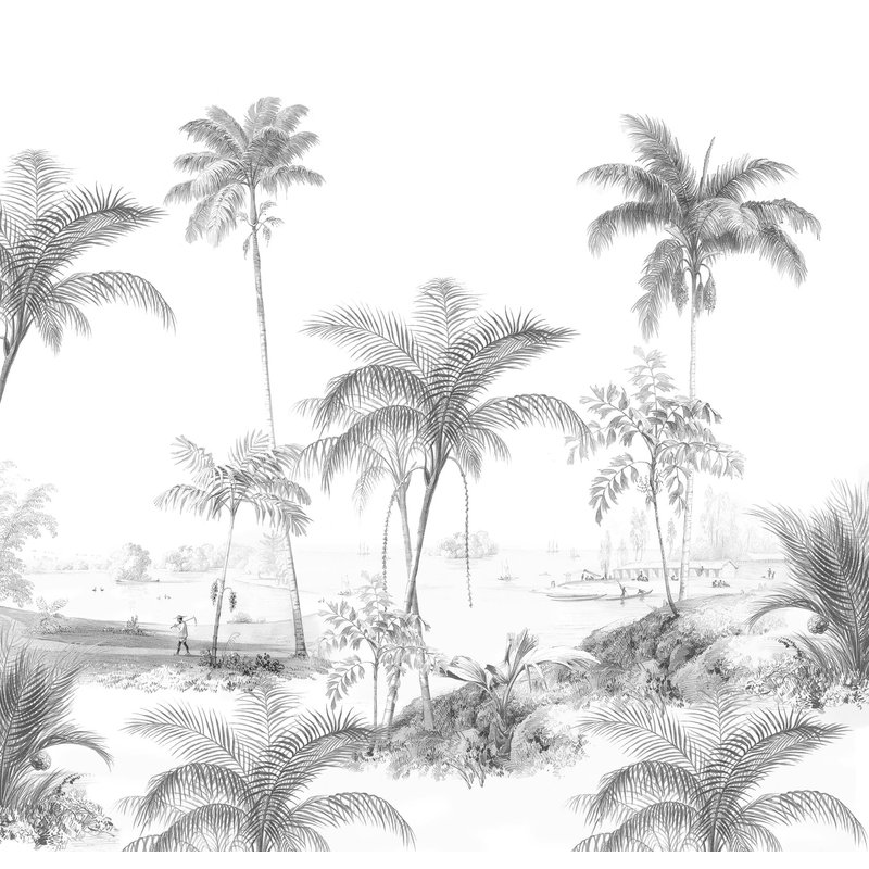 Creative Lab Amsterdam-collectie Exotic Palms Black/White Wallpaper Mural