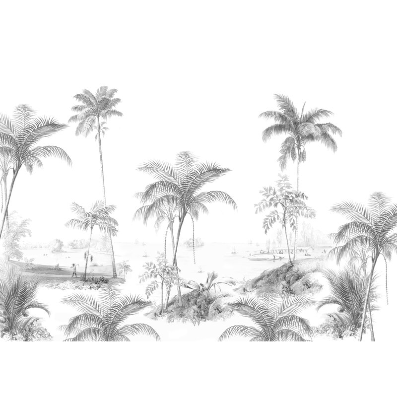 Creative Lab Amsterdam-collectie Exotic Palms Black/White Wallpaper Mural