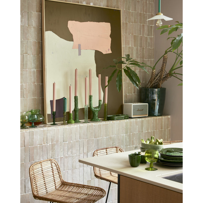HKLIVING-collectie the emeralds: ceramic plate rectangular, green (set of 2)