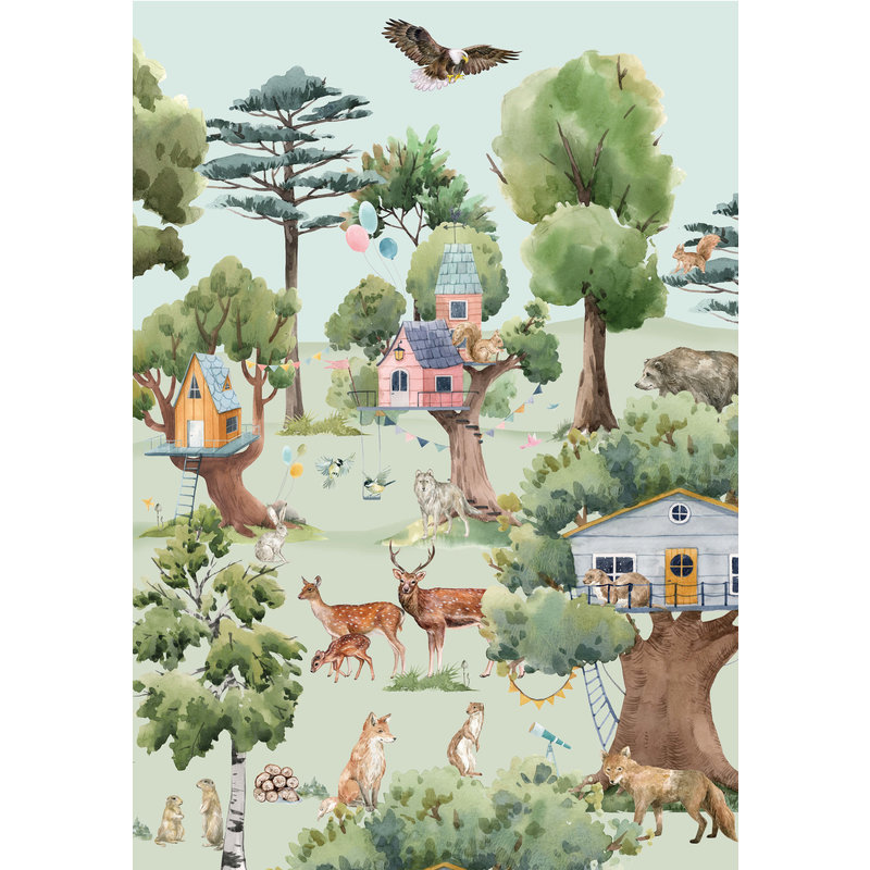 Creative Lab Amsterdam-collectie Treehouse in the Forest Behang Mural