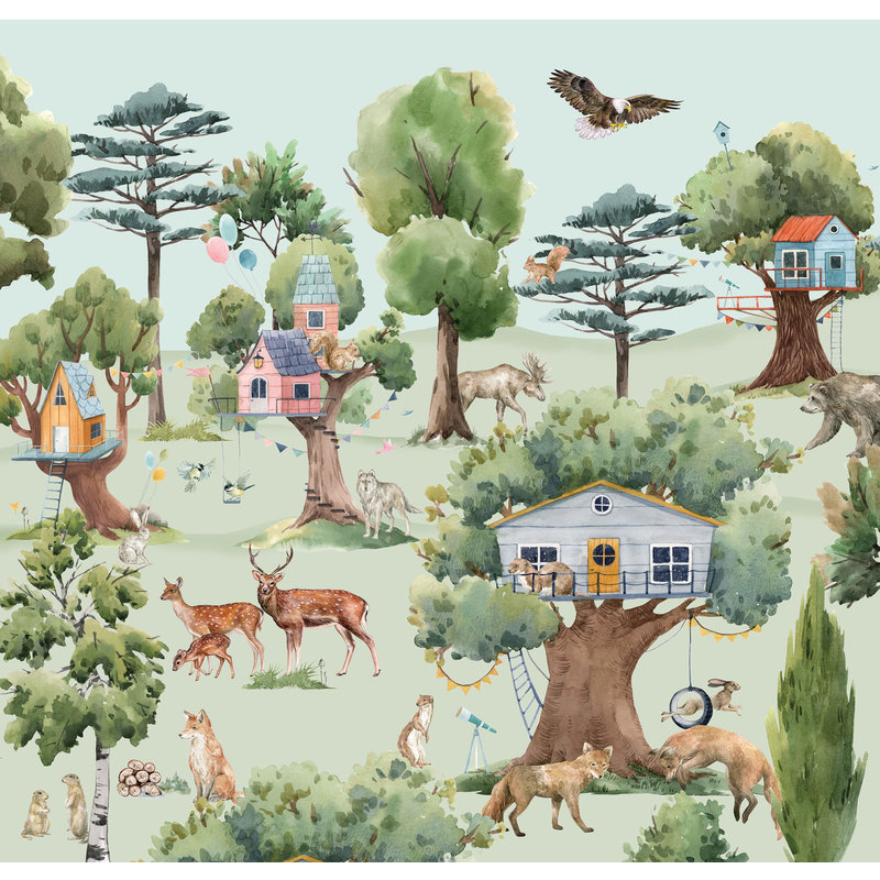 Creative Lab Amsterdam-collectie Treehouse in the Forest Behang Mural