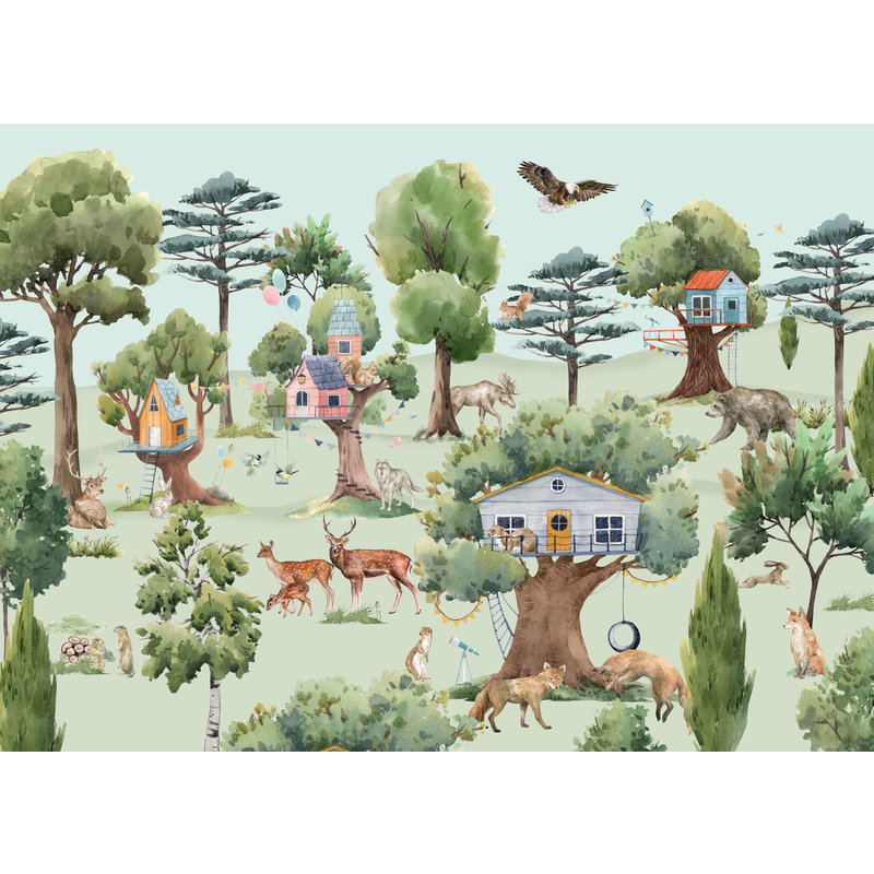 Creative Lab Amsterdam-collectie Treehouse in the Forest Behang Mural