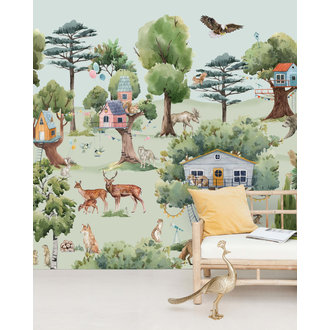 Creative Lab Amsterdam Treehouse in the Forest Behang Mural