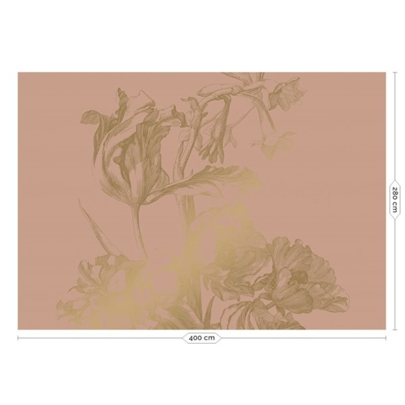 KEK Amsterdam-collectie  Gold Wallpaper Engraved Flowers Nude