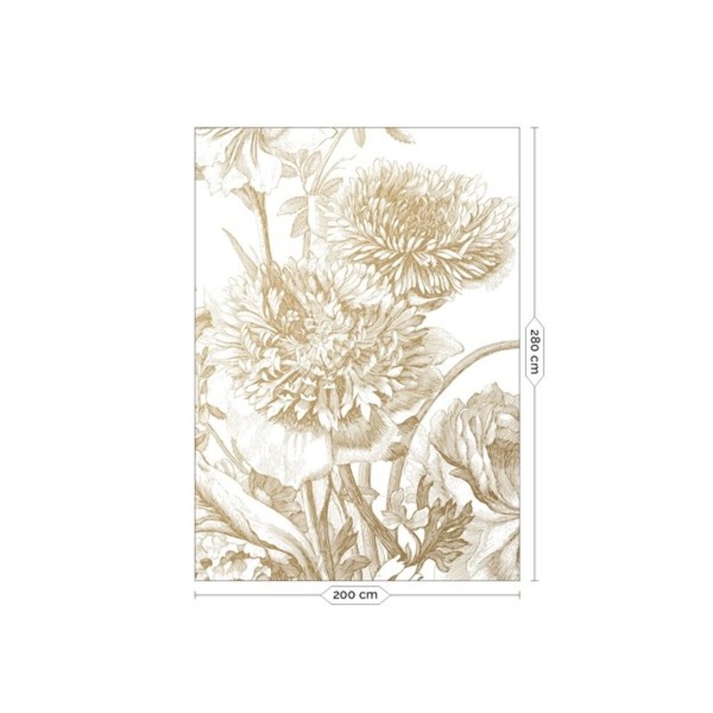 KEK Amsterdam-collectie  Gold Wallpaper Engraved Flowers White