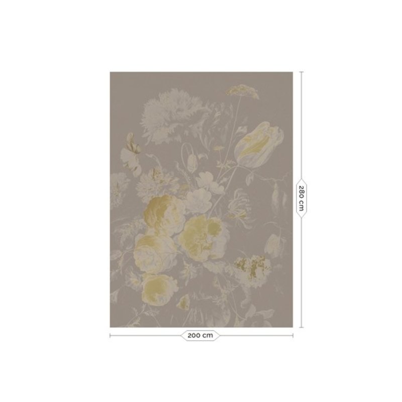 KEK Amsterdam-collectie  Gold Wallpaper Golden Age Flowers Grey