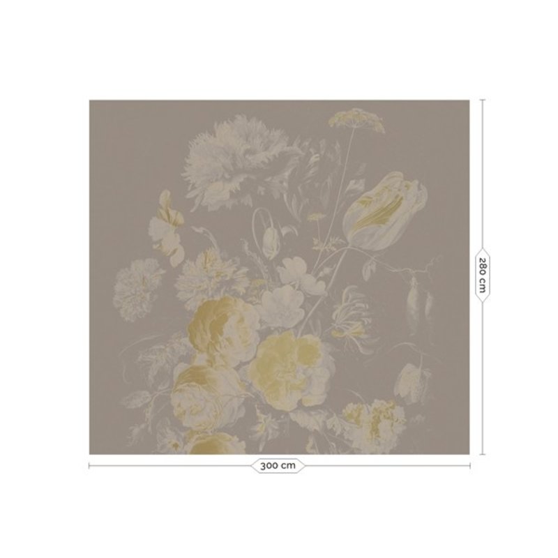 KEK Amsterdam-collectie  Gold Wallpaper Golden Age Flowers Grey