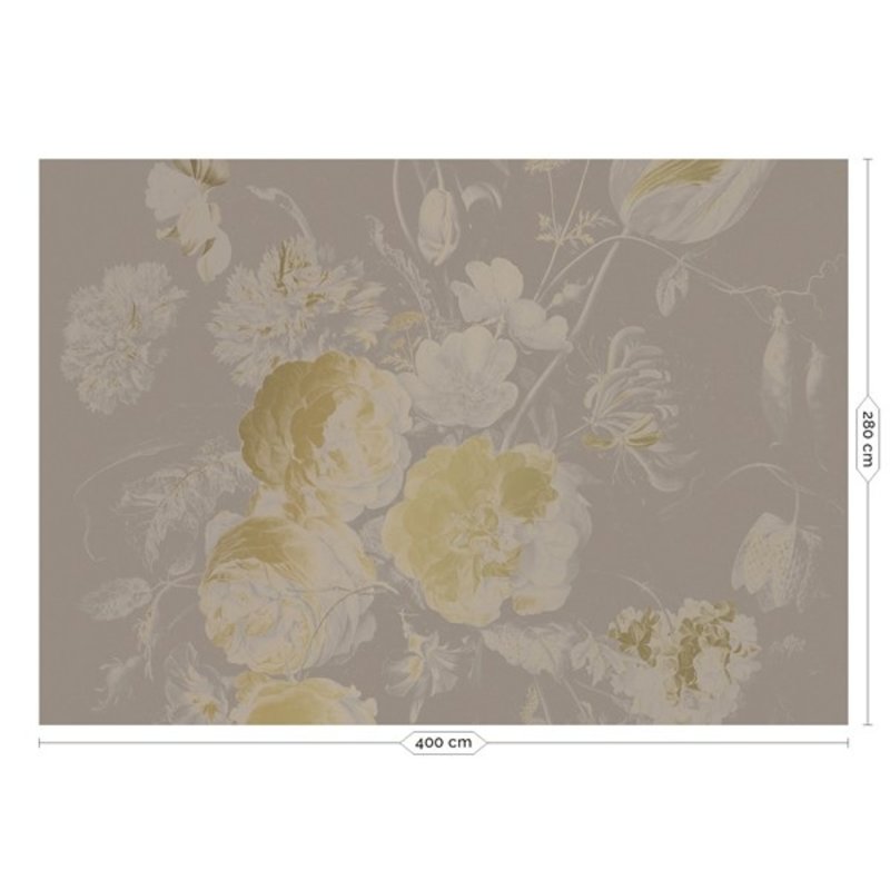 KEK Amsterdam-collectie Goud behang Golden Age Flowers Grijs