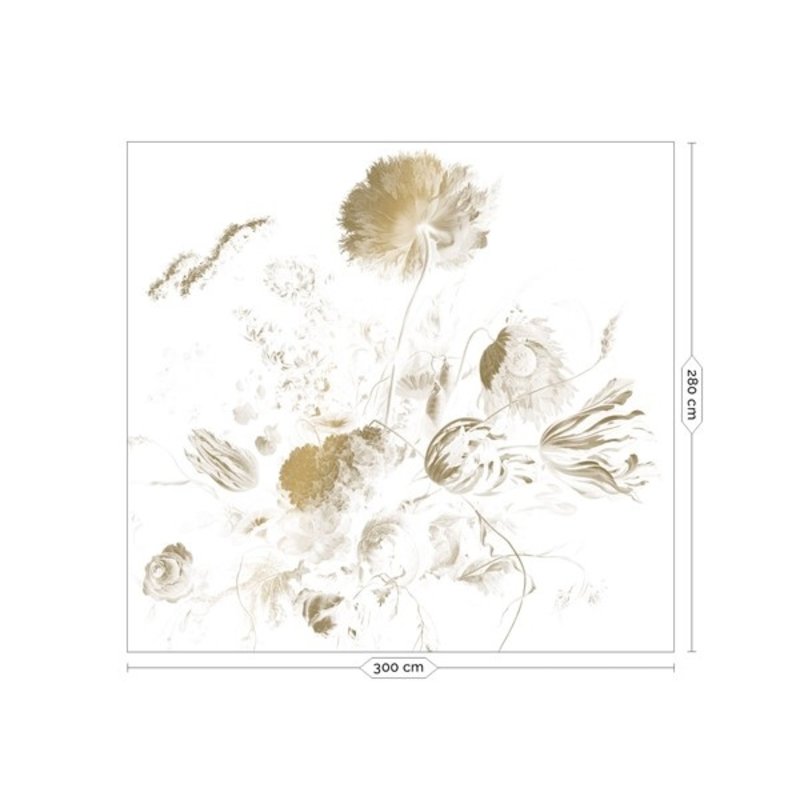 KEK Amsterdam-collectie  Gold Wallpaper Golden Age Flowers White