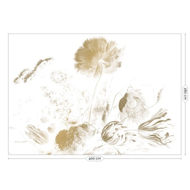 KEK Amsterdam-collectie  Gold Wallpaper Golden Age Flowers White