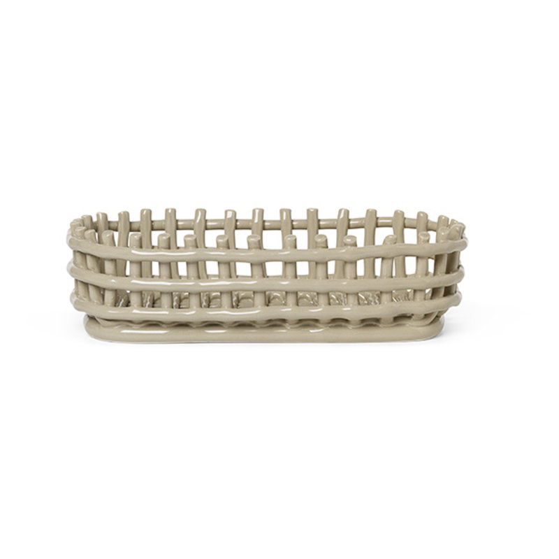 ferm LIVING-collectie Ceramic Basket - Oval - Cashmere