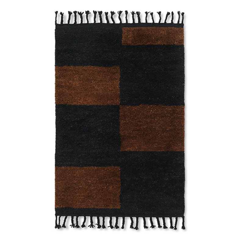 ferm LIVING-collectie Mara Knotted Rug - L - Black/Chocolate