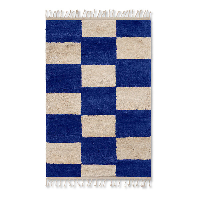 ferm LIVING-collectie Mara Knotted Rug - L- Br Blue/Off-Wh
