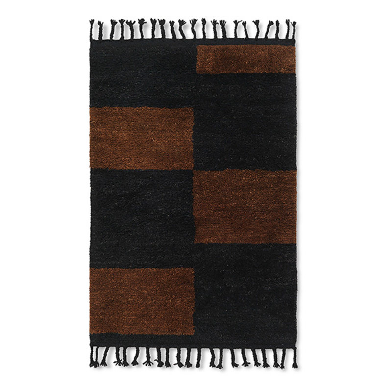 ferm LIVING-collectie Vloerkleed Mara handgeknoopt 80x120 cm zwart-chocolade