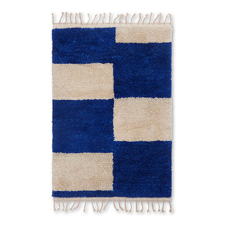 ferm LIVING Mara Knotted Rug - S - Br Blue/Off-W